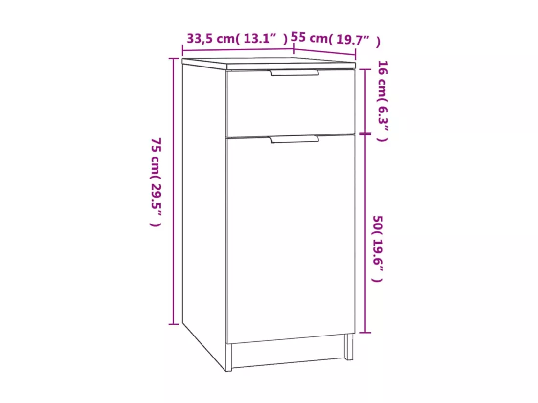 Armoire de bureau noir 33,5x50x75 cm bois d'ingénierie