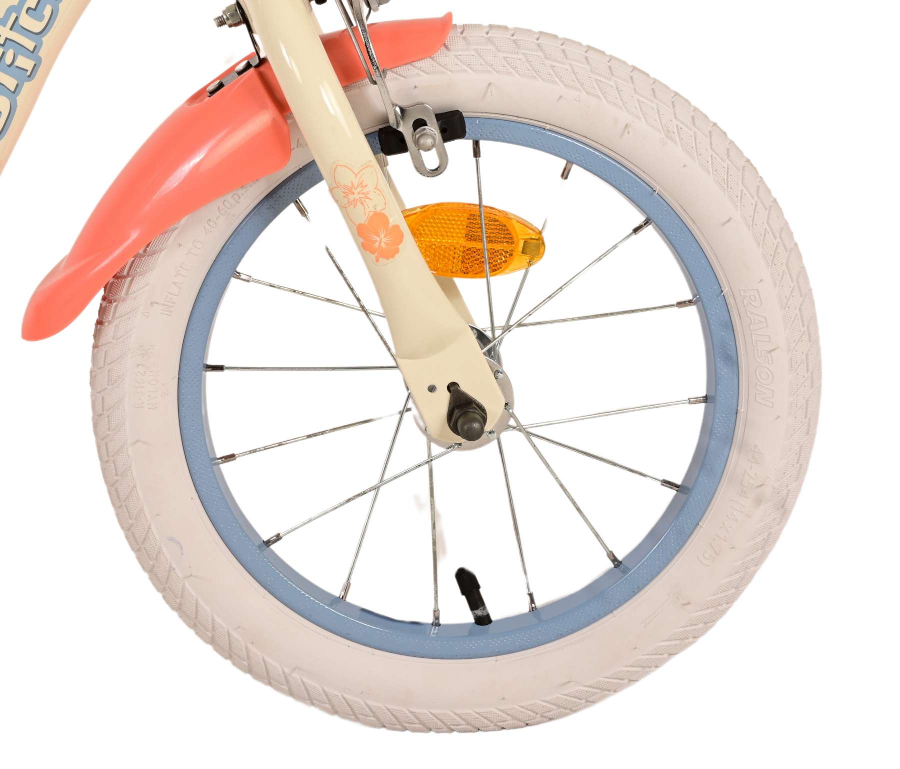 Kinderfahrrad Disney Stitch für Mädchen 14 Zoll Kinderrad Cremefarbend