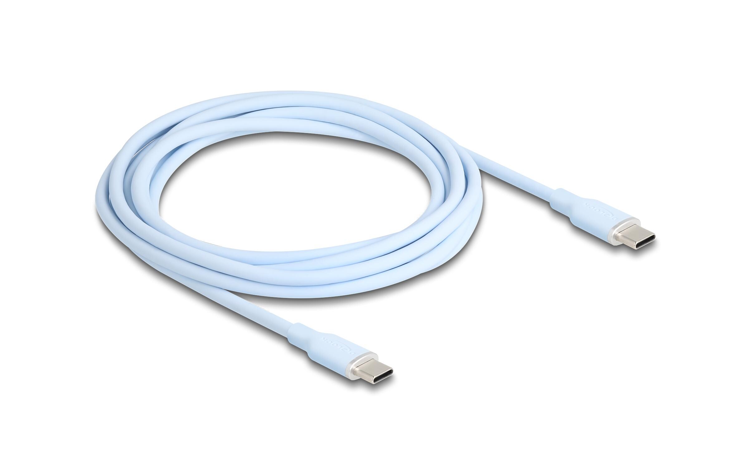 USB 2.0-Kabel Silikon USB C - USB C 2.5 mUniversell kompatibles Verbindungskabel mit Silikonoberfläche