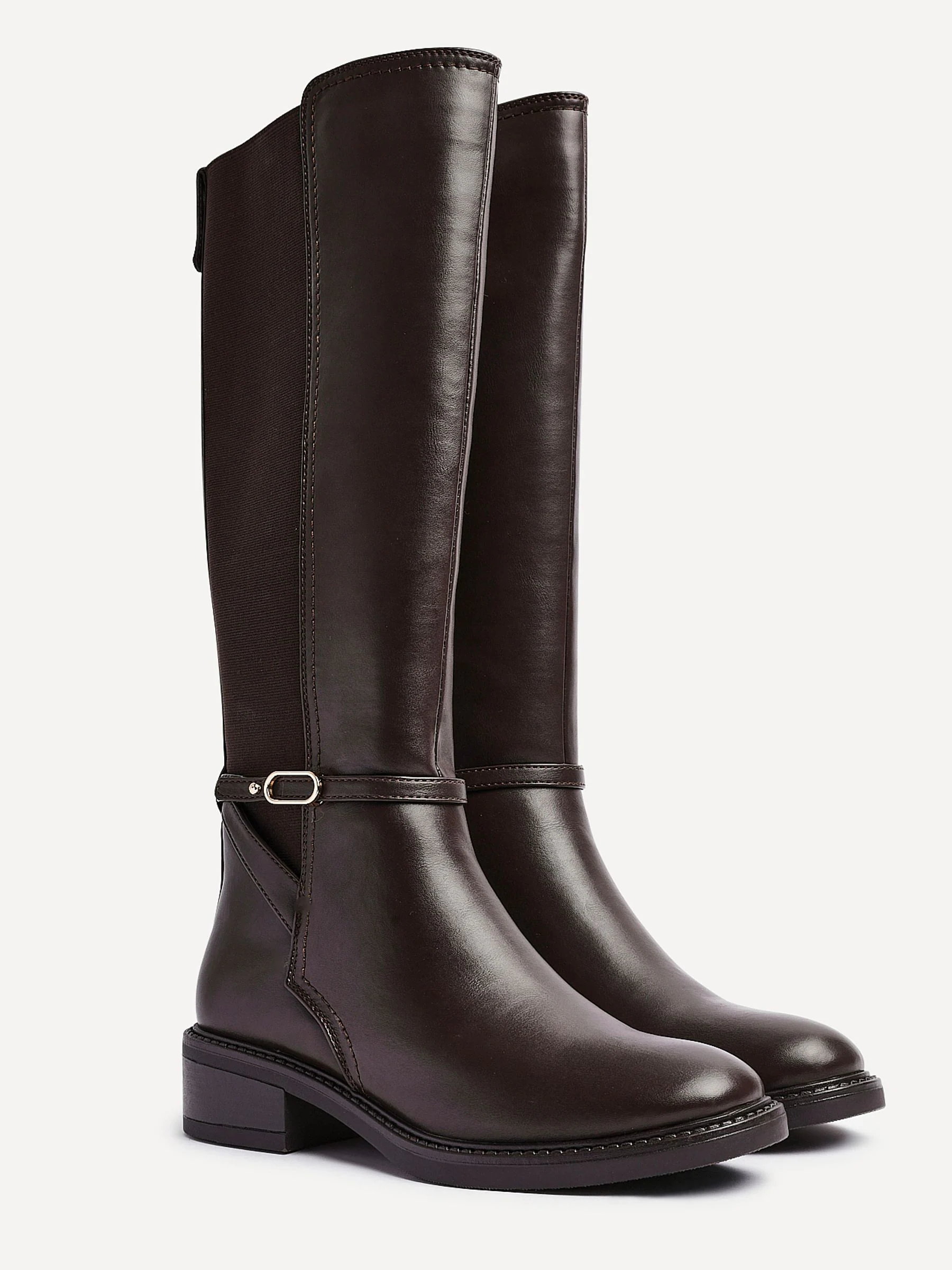 Bruin - Linzi Power High Leg Boots With Stretch Side Panel and Buckle Detail