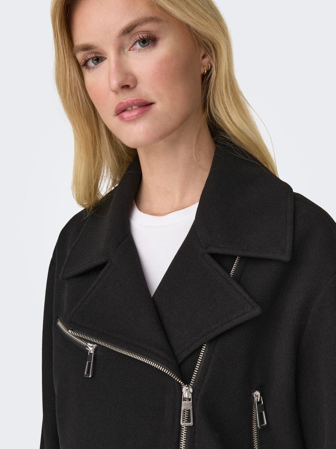 ONLNANCY Bikerjacke in Lederoptik Black