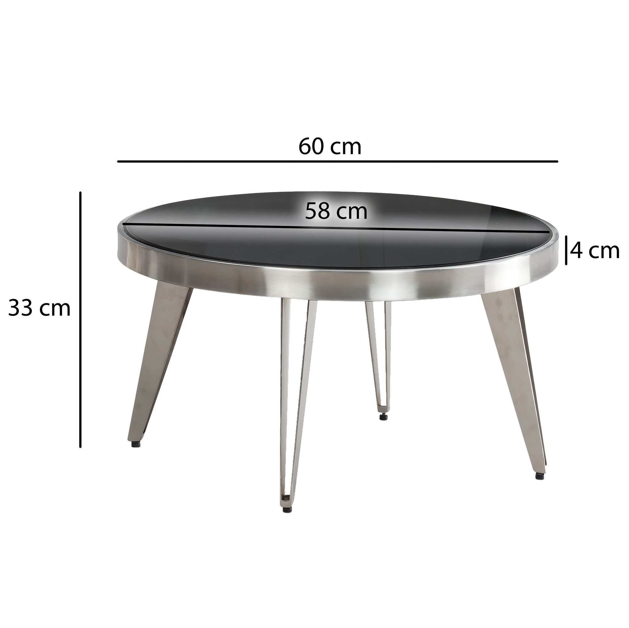 Couchtisch FineBuy Sofatisch Glas Ø 60 cm Tisch Wohnzimmertisch Rund Silber