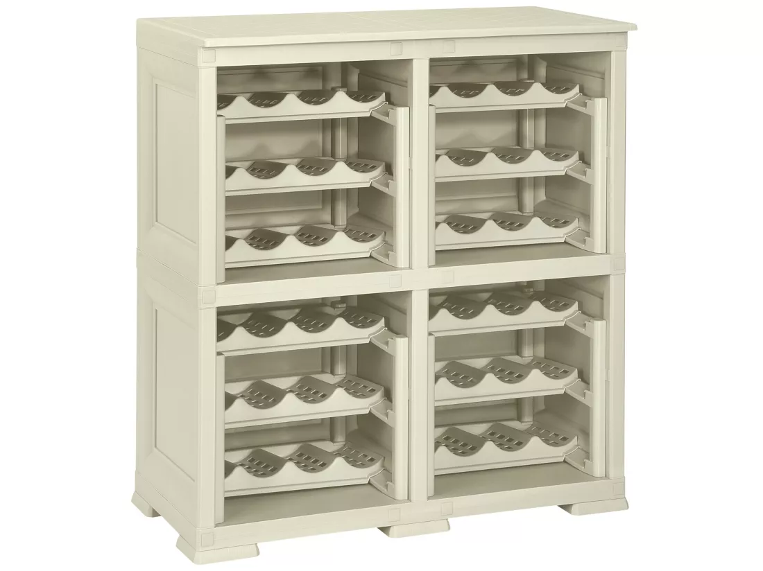 4 étagères de rangement modulables avec casier 48 bouteilles gris 279x42,5x85,5