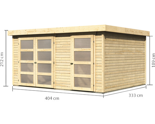 Karibu Elmar 3 tuinhuis, 428 x 351,5 cm, naturel