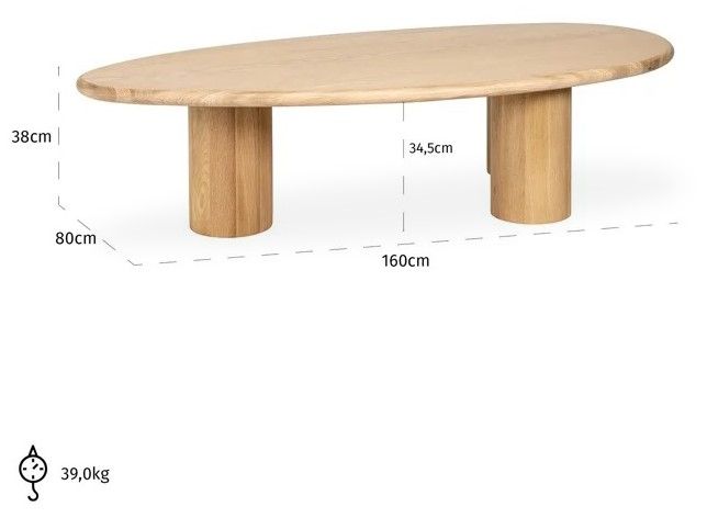Salontafel 212357 Oakley B160 x D80 x H38 cm