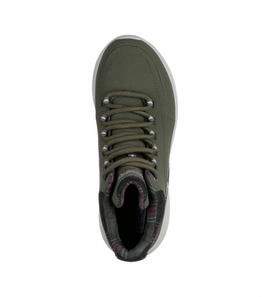 Botas de cano curto Skechers Ultra Flex Just Chill em couro, verde acastanhado