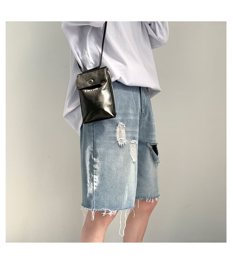 Breeson - Middelhoge denim shorts met distressed effect