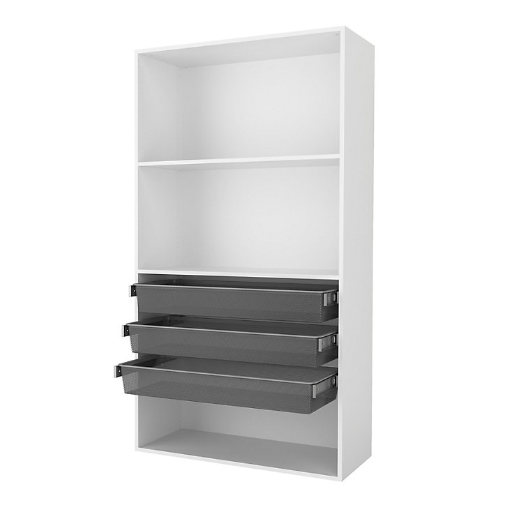 Dressing ouvert tablettes et tiroirs blanc GoodHome Atomia H. 187,5 x L. 100 x P. 45 cm