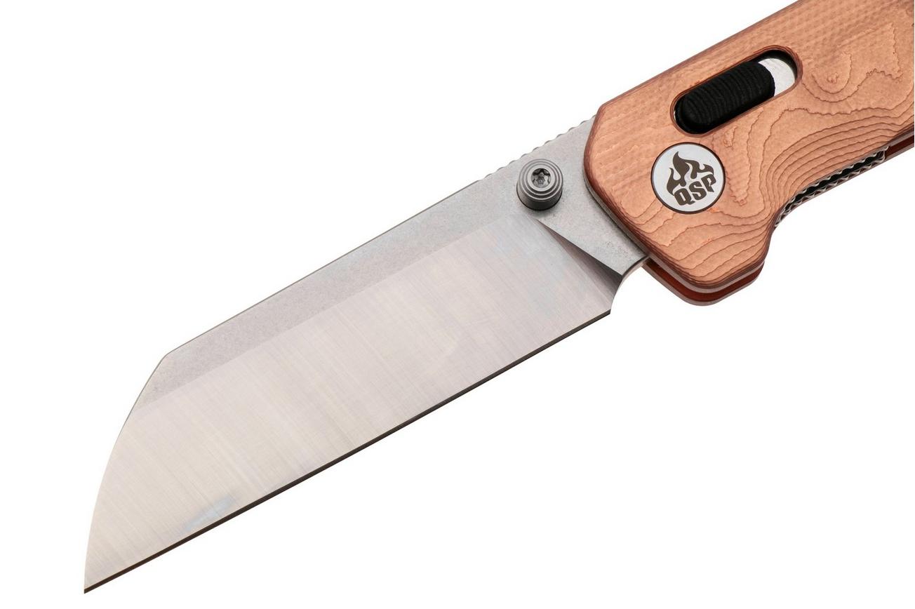 QSP Knife Penguin Glyde QS130GL-F1 Two-Tone 14C28N, Copper Foil G10, zakmes