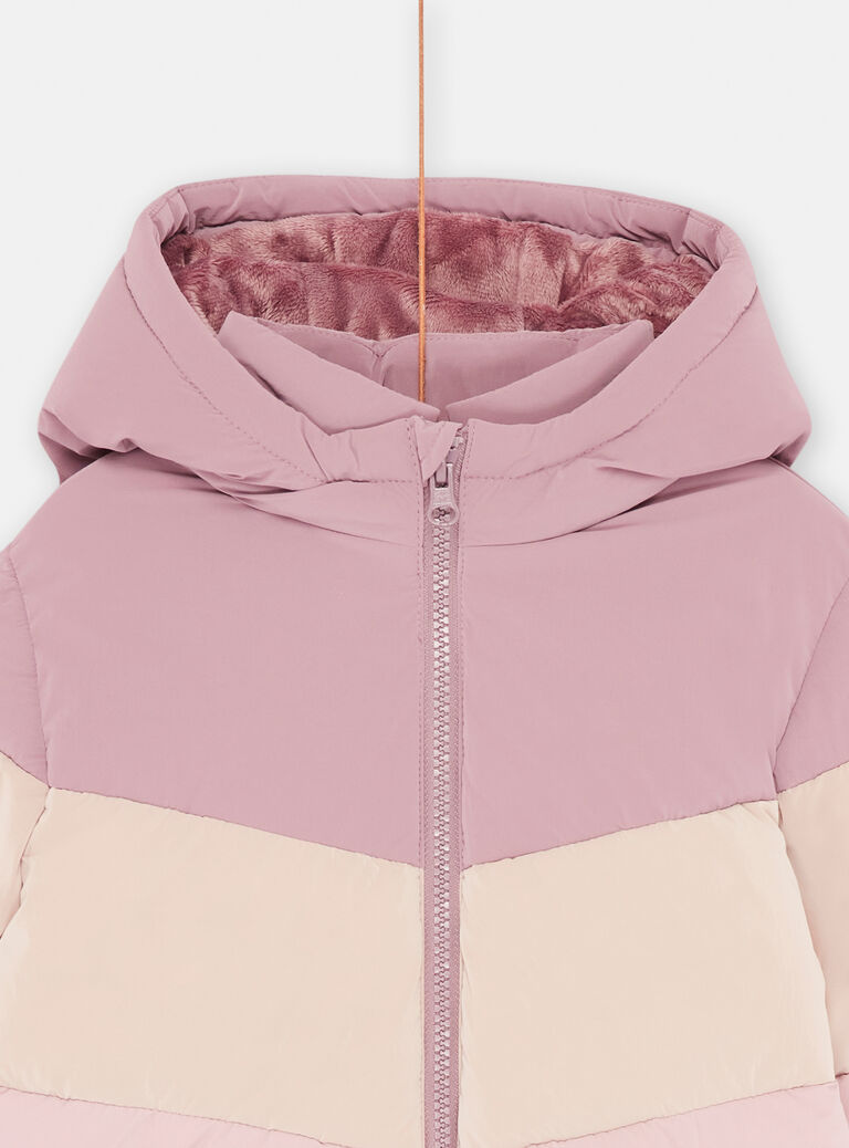 Doudoune à capuche mauve et lilas