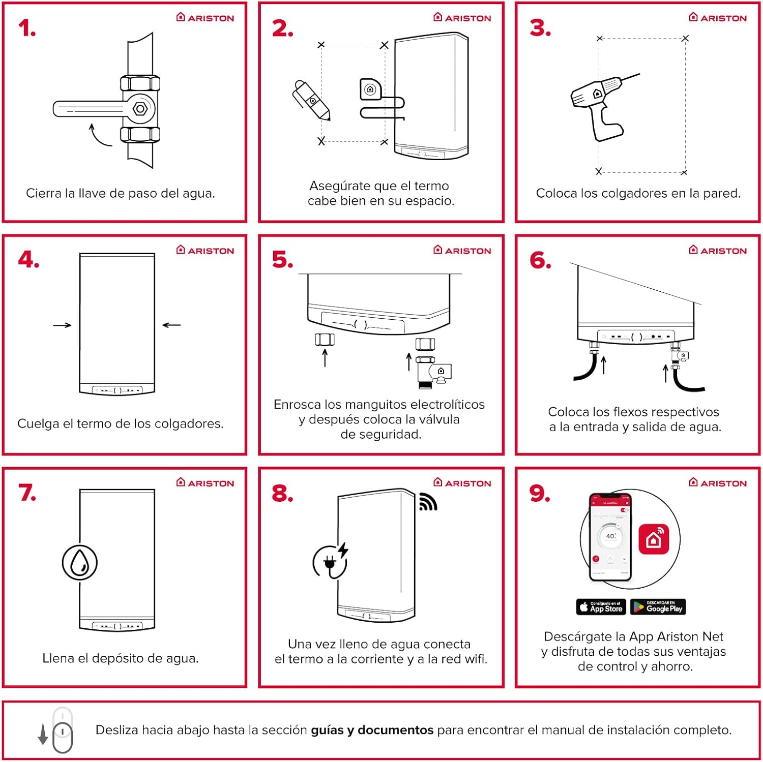 Ariston Velis Pro Wifi Elektrischer Warmwasserbereiter, niedriger Stromverbrauch, mehrere Positionen, 50 Liter, flach, WLAN und ECO-EVO-Funktion, 79,7 x 27,5 x 51,1 cm, Installation in Spanien