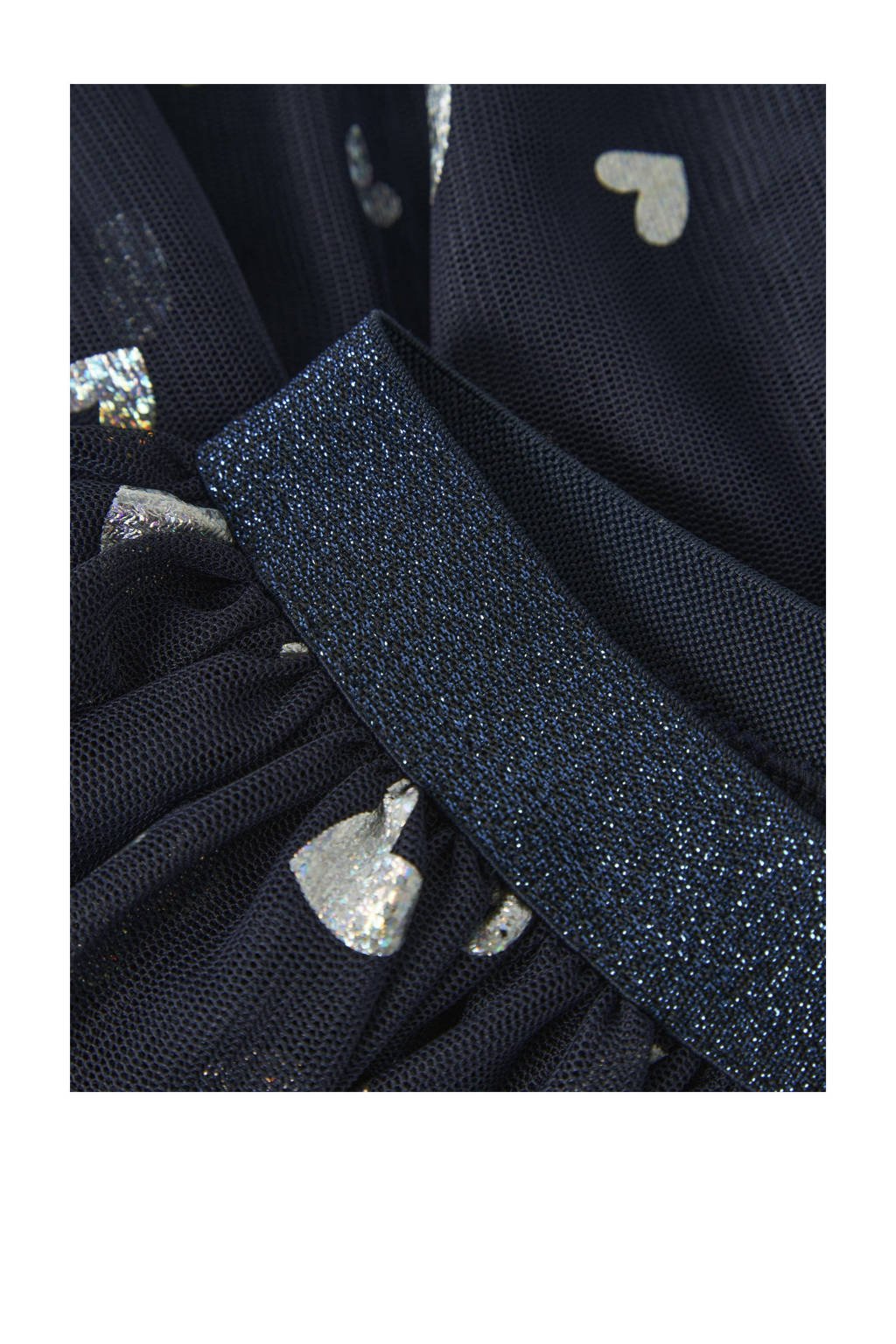 NAME IT MINI korte rok NMFVABOSmet hartjes donkerblauw/zilver