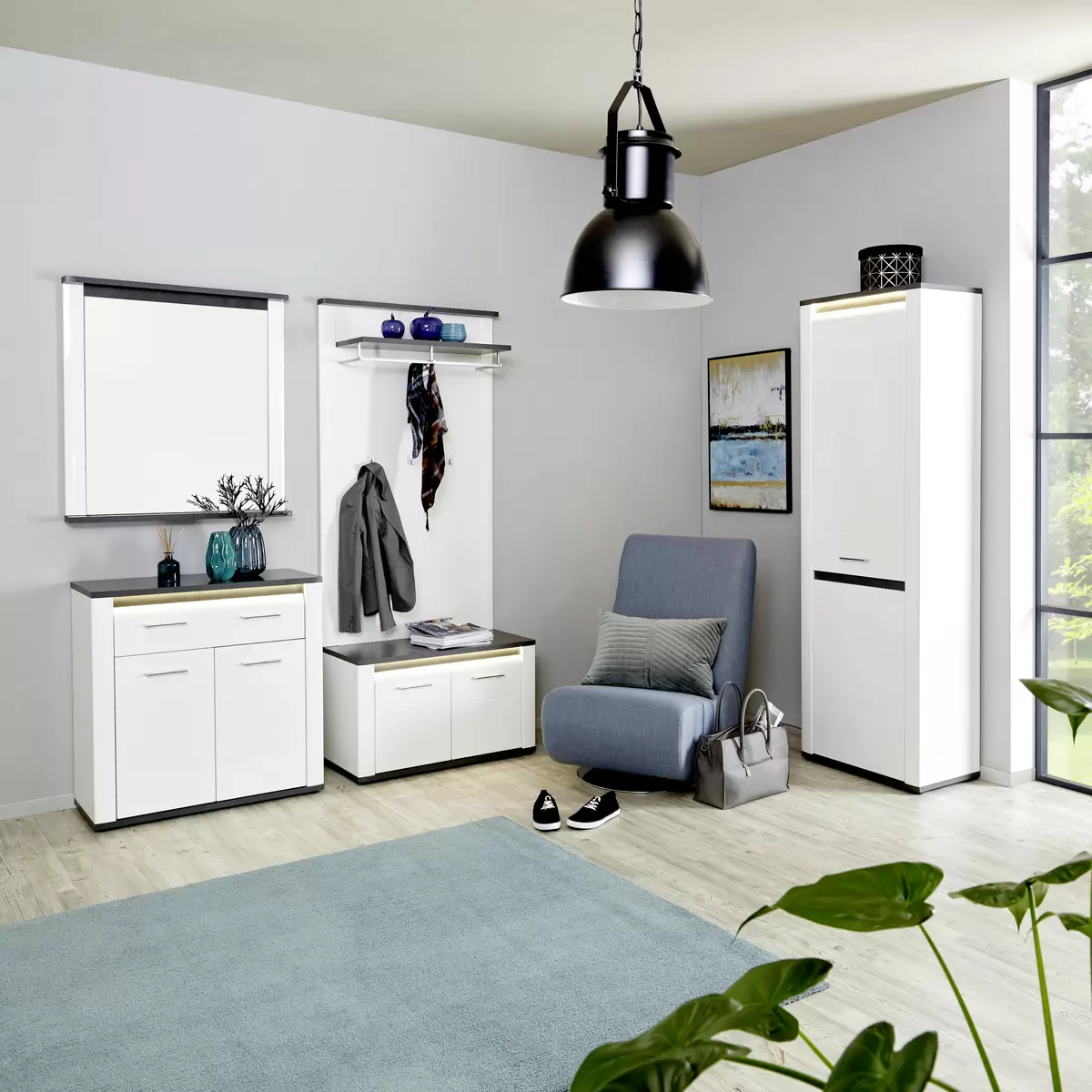 Garderobenspiegel Alassio weiss