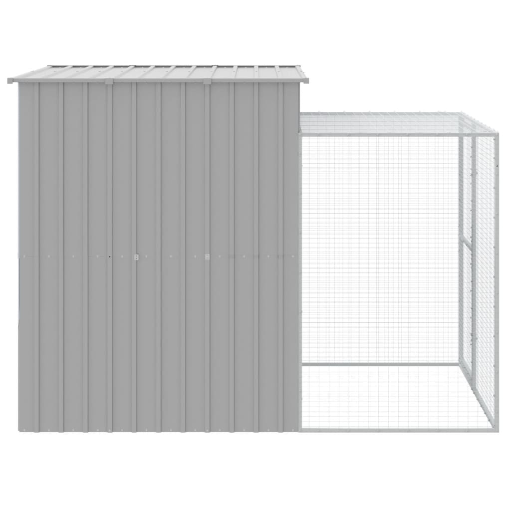 Galinheiro vidaXL com área externa, aço galvanizado, cinza claro, 165x251x181cm