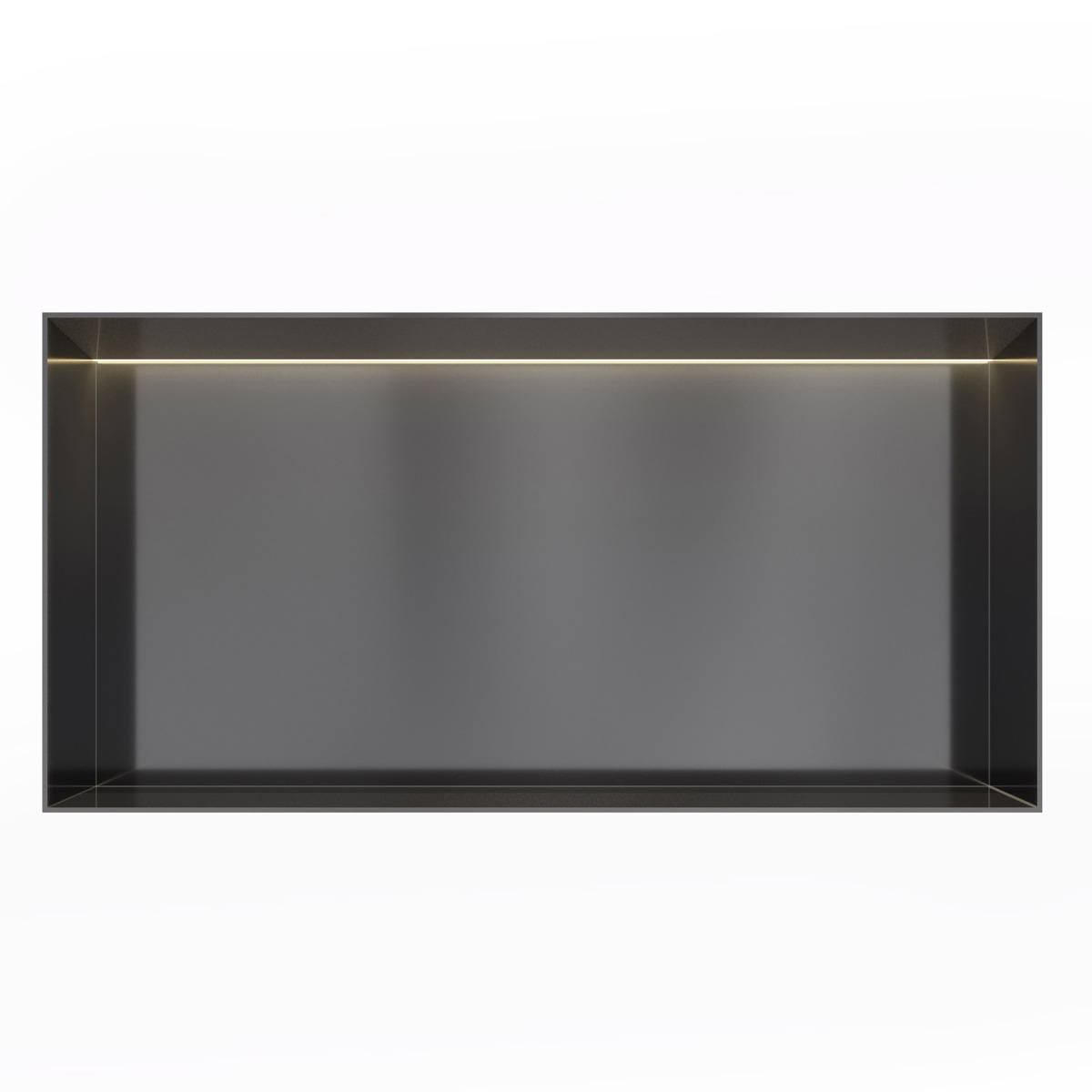 Hotbath &More frameless inbouwnis met verlichting 30x60x10cm geborsteld zwart PVD
