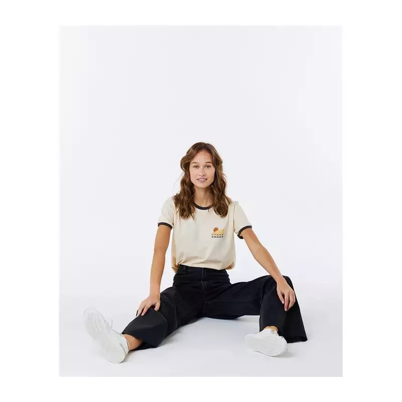 Teeshirt femme RIPCURL Color Block Ringer Tee Off White S