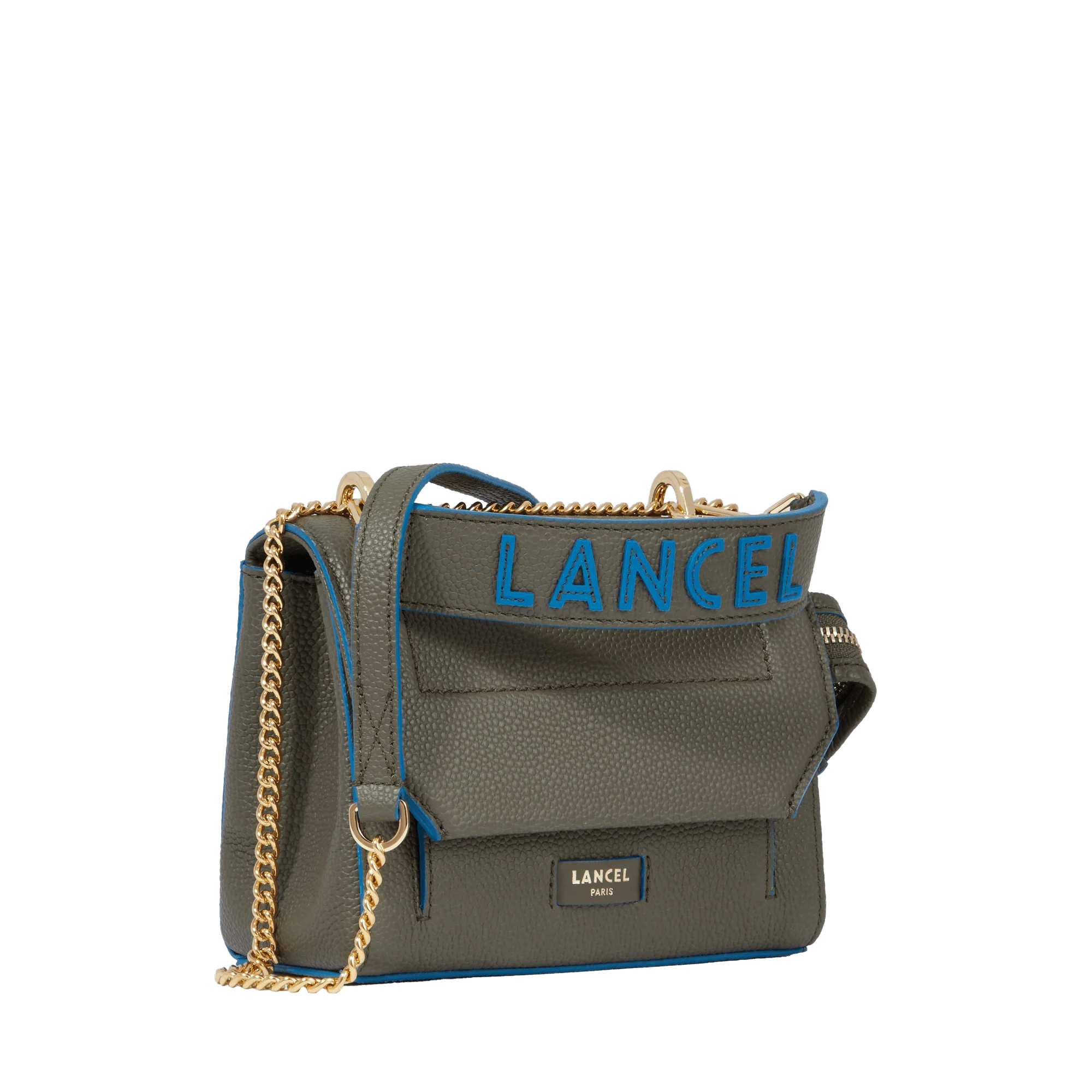 Sac rabat S Ninon de Lancel-Kaki fonce/Cobalt