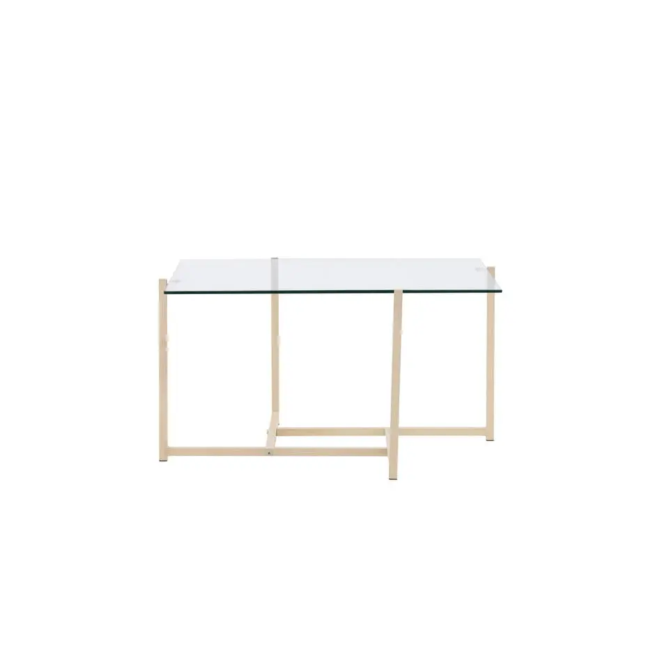 Salontafel Glas/Naturel Hout - 80x80x45cm - Hybrid