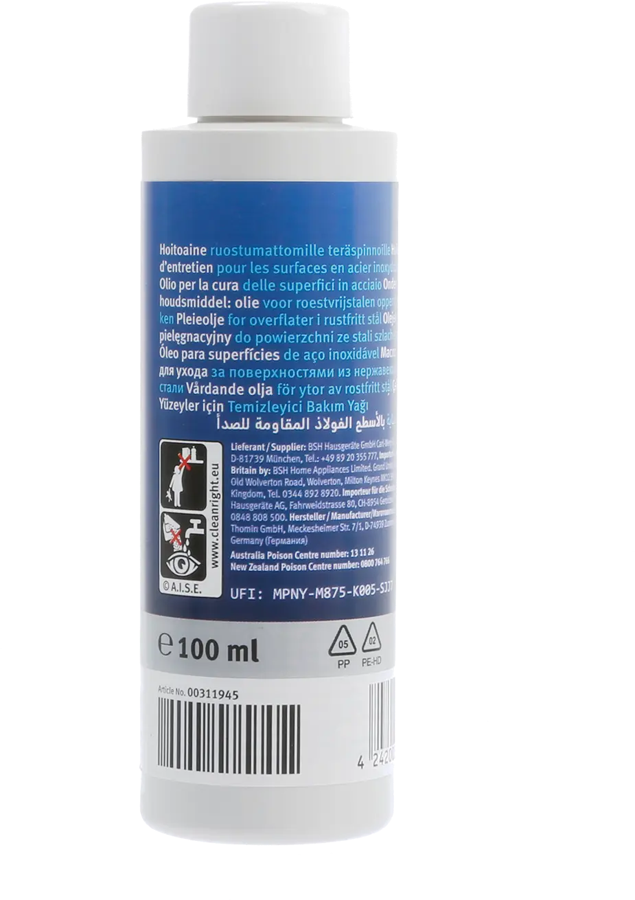 Speciale onderhoudsolie voor roestvrijstalen oppervlakken - 100 ml 00311945