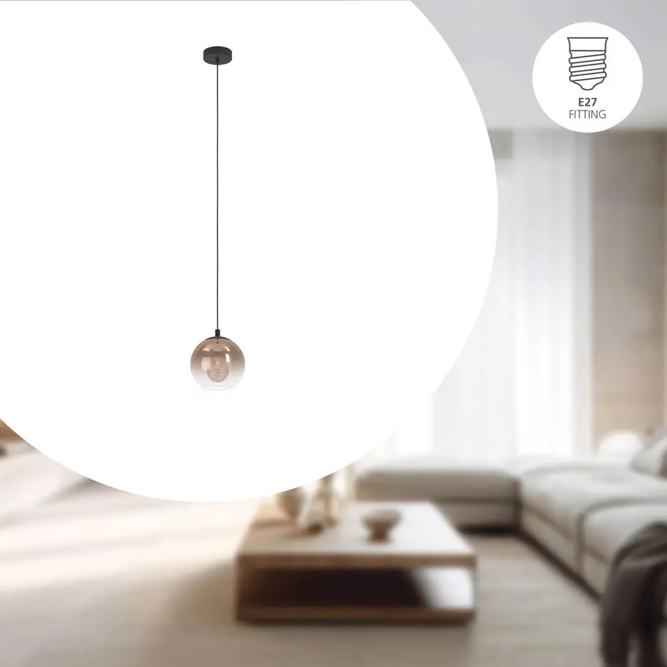 EGLO Ariscani 1 Hanglamp - E27 - Ø 20 cm - Koperglas - Zwart