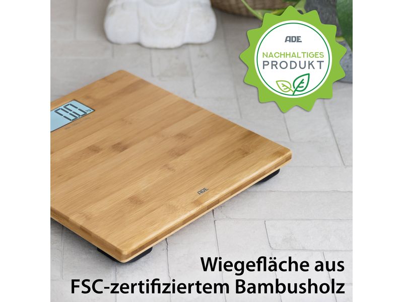 ADE Personenwaage Martina Braun Körperwaage mit Trittfläche aus Bambusholz