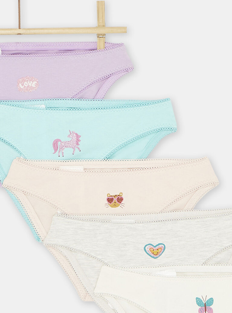 Lot de 5 culottes multicolores fille