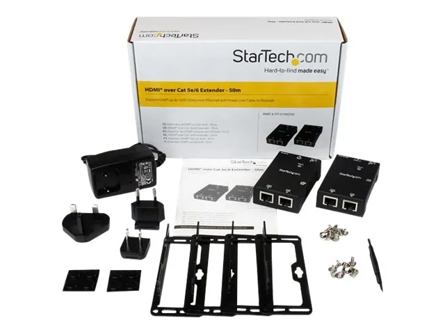 StarTech.com HDMI Over CAT5e / CAT6 Extender with Power Over Cable - 165 ft (50m) HDMI Video/Audio Over Dual Ethernet Cable Extender (ST121SHD50) - Video/audio ekspander - over CAT 5e/6 - op til 50 m - for P/N: ST128HDMI2, SVA12M2NEUA, SVA12M5NA, VID