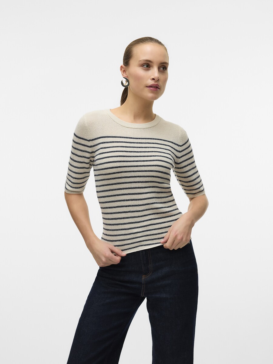 VERO MODA<br>Suéter com gola redonda e mangas 3/4