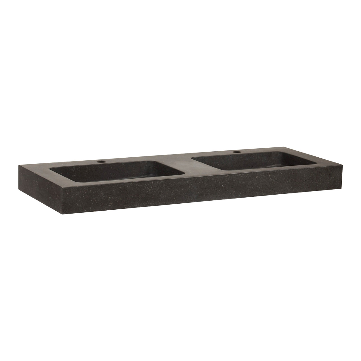 Brauer Lava dubbele wastafel natuursteen 120cm met 2 kraangaten antraciet
