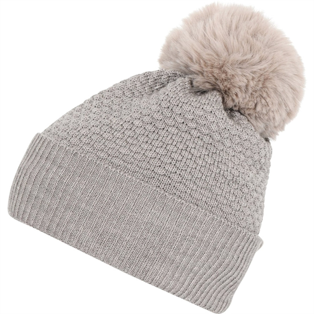 97502 Oslo Uld Beanie - Fake Fur Light Brown Melange
