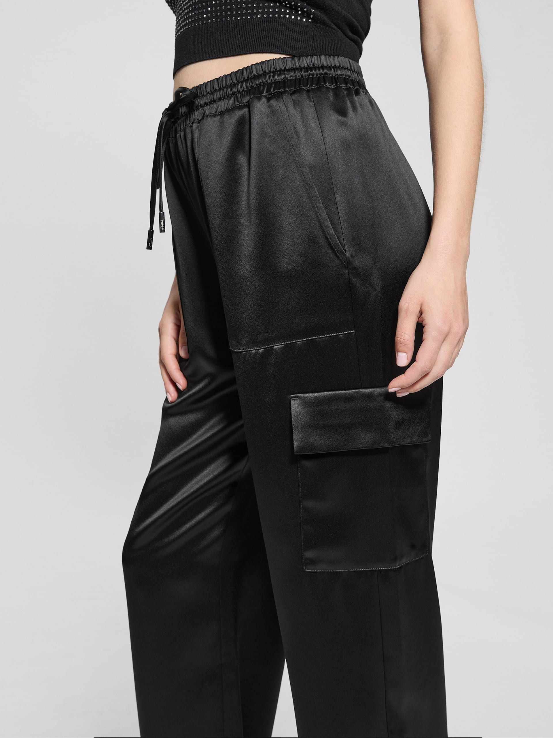 Marzia Joggers de cetim com cordão