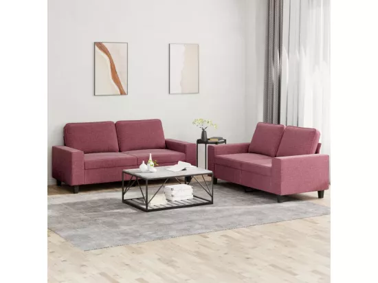 Ensemble de canapés 2 pcs rouge bordeaux tissu