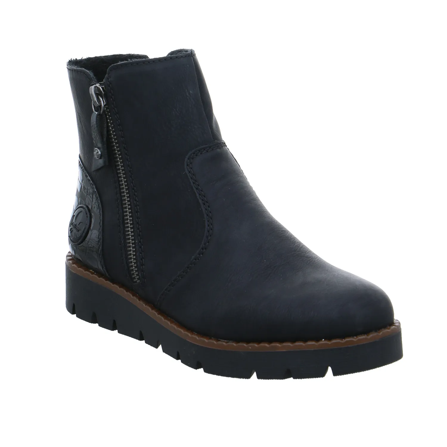 RIEKER Comfort-Stiefelette Schwarz Lederimitat  mit Wechselfussbett