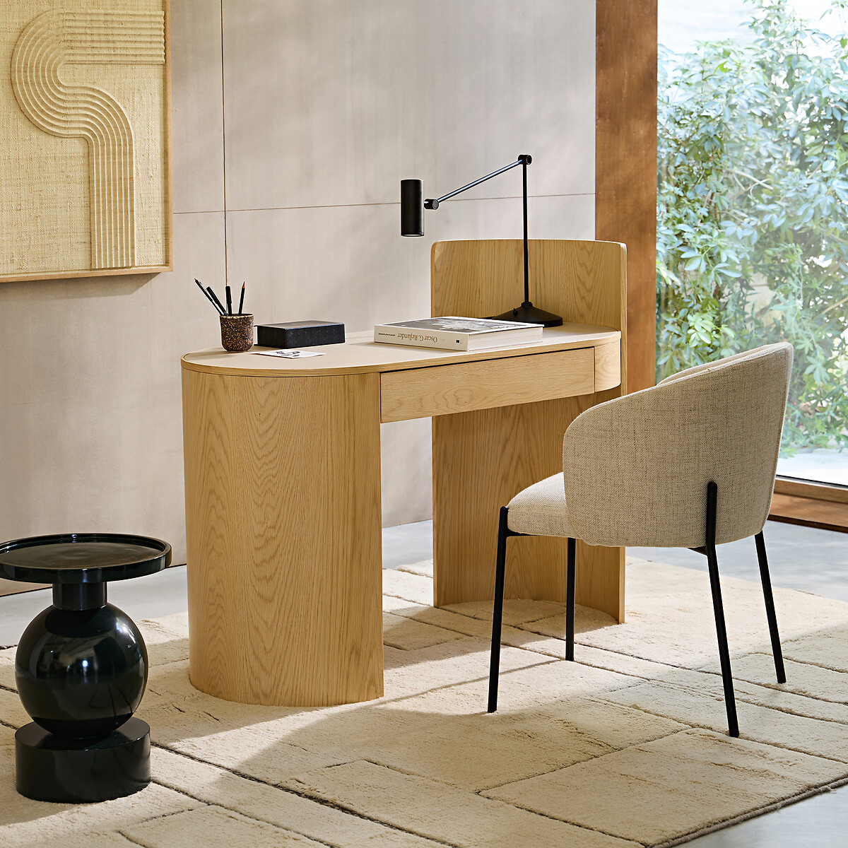 AM.PM<br>Mesa de madeira folheada a carvalho e couro, Abbas