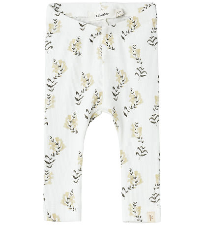 Lil' Atelier Leggings - Rib - NbfGavo - Coconut Milk/Yellow Flow