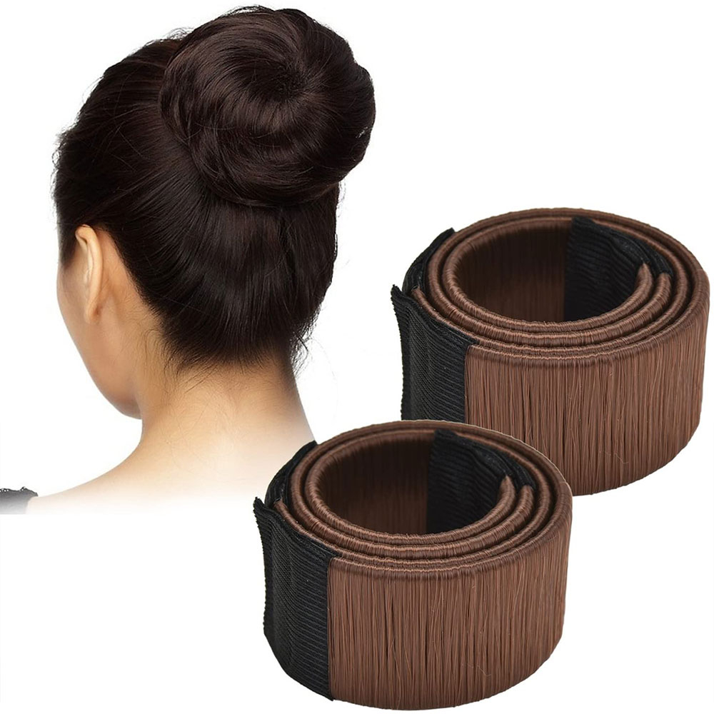 (3er Set) Frisur Dutt Hilfe Styling Haarreif Bun Maker - Schwarz / Dunkelbraun / Braun