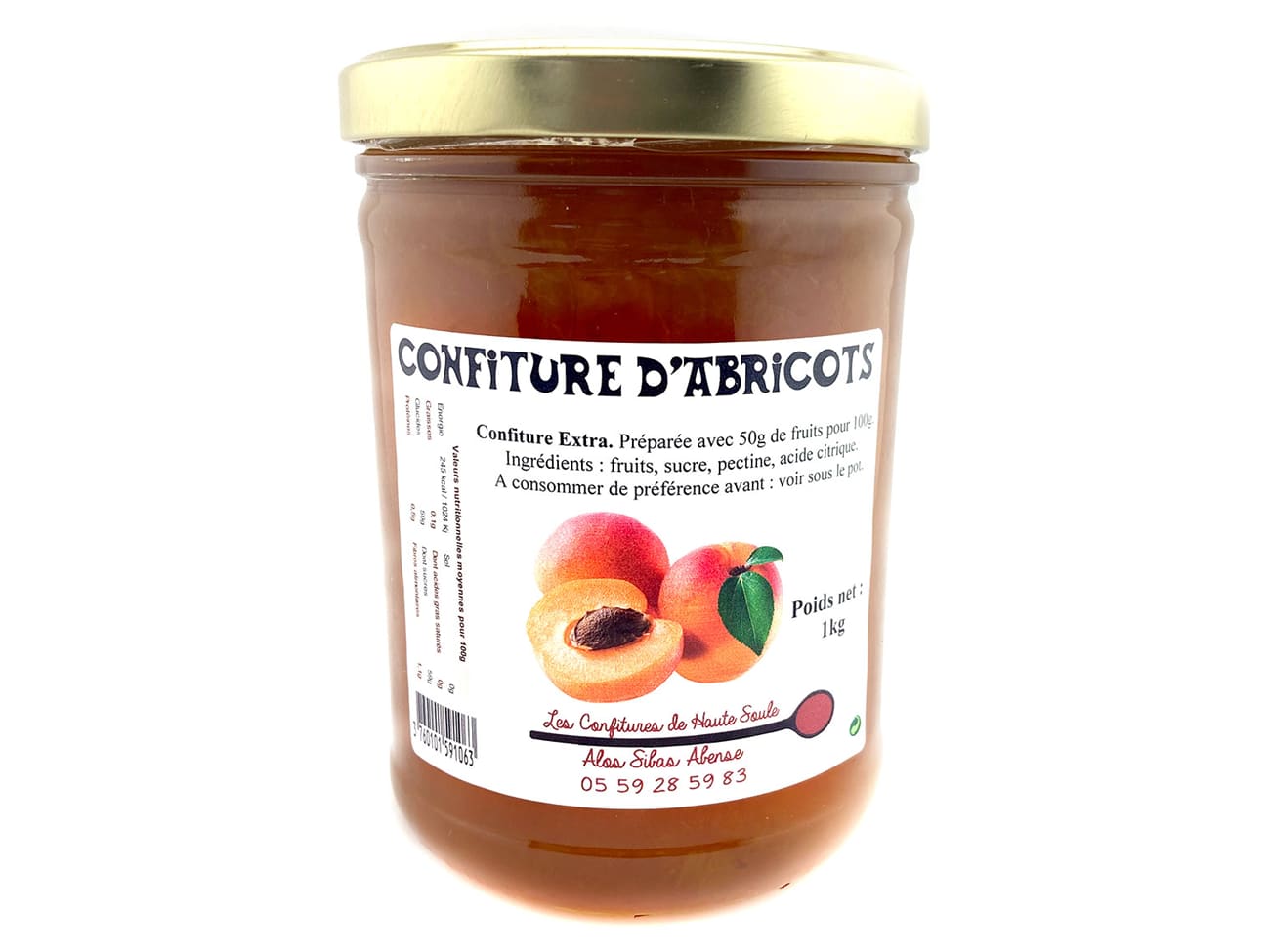 Confiture d'abricot - 1 kg - Confitures de Haute Soule