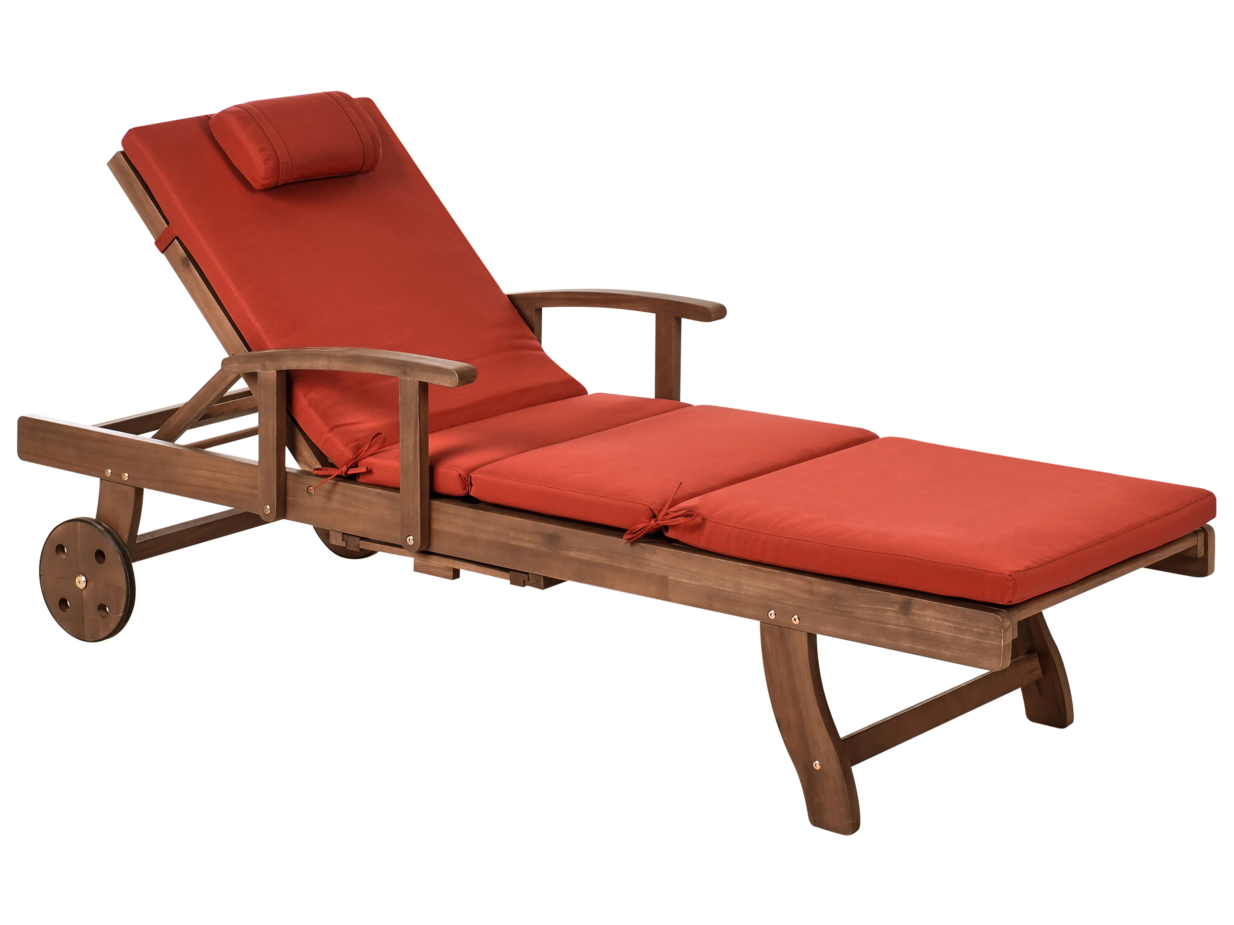 Ligstoel met kussen AMANTEA PREMIUM Acaciahout Rood