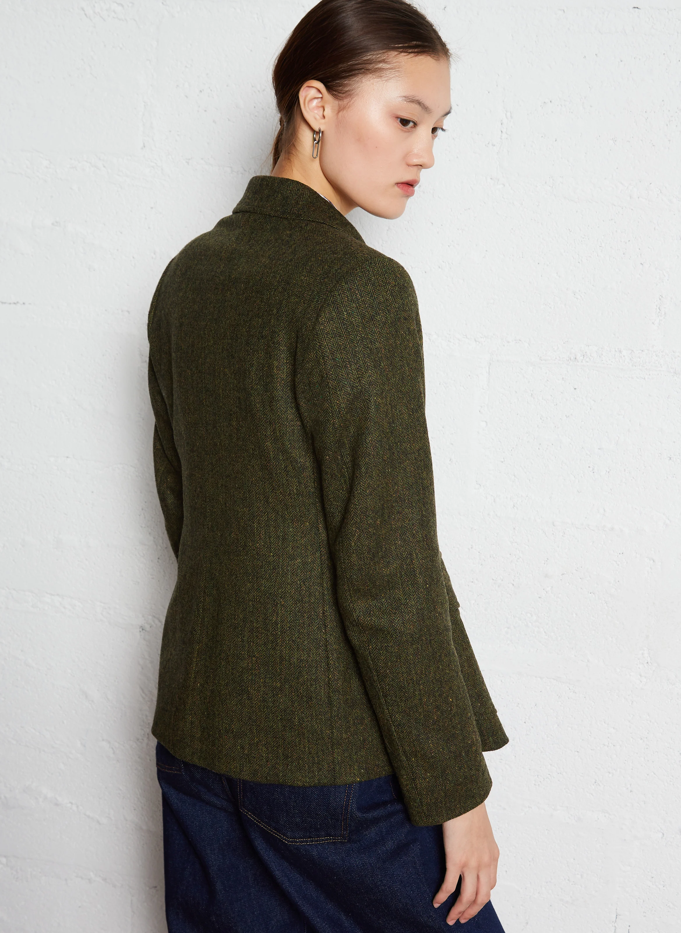 VICTO - Veste de tailleur droite en laine| Vert