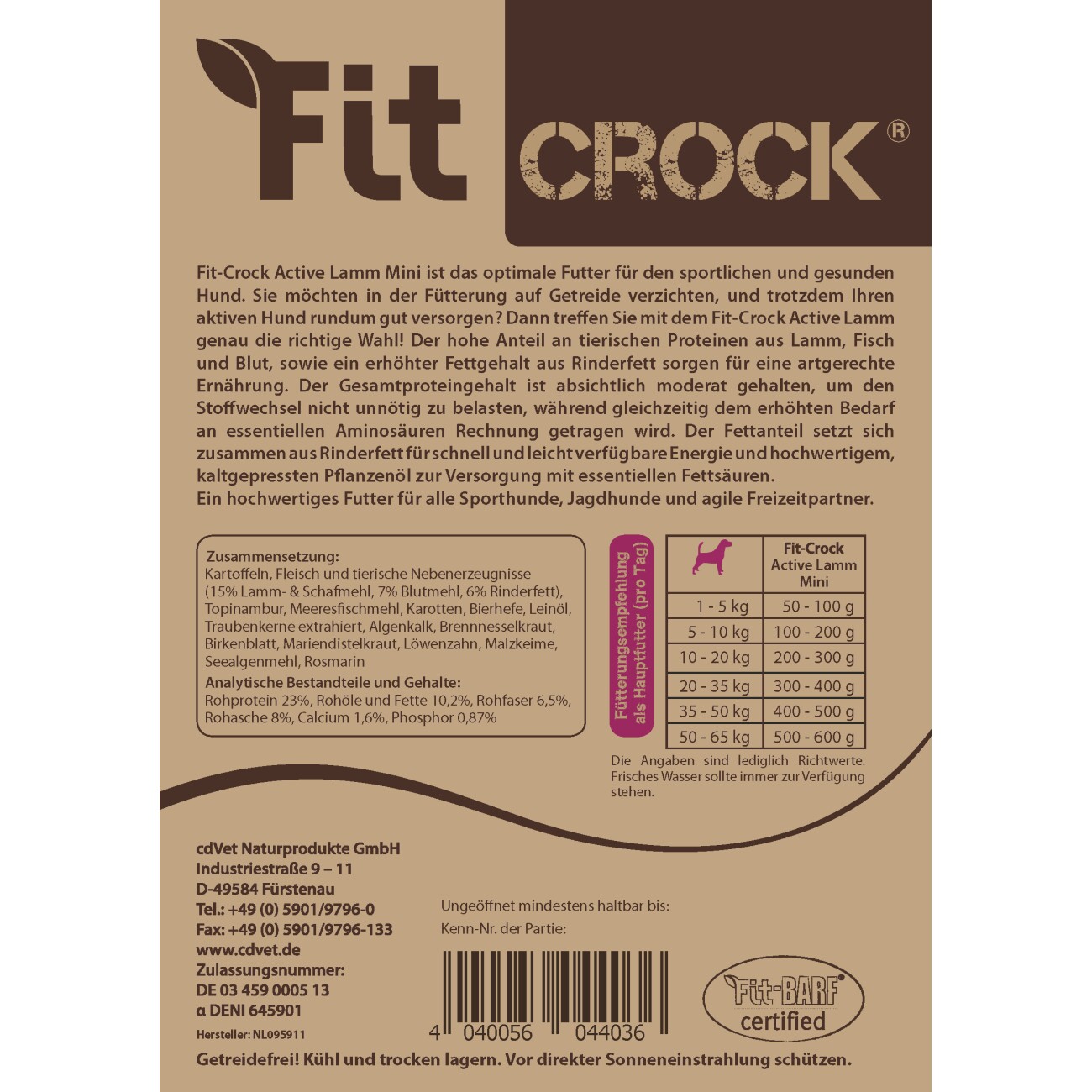 cdVet Fit-Crock Active Lamm Mini 10 kg