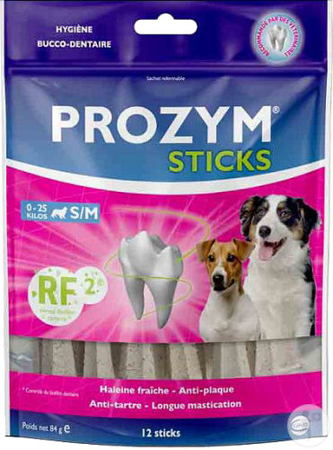 Ceva Prozym RF2 Sticks À Mâcher Haleine Fraîche Et Anti-Plaque Pour Chiens S-M 0-25kg 12 Pièces