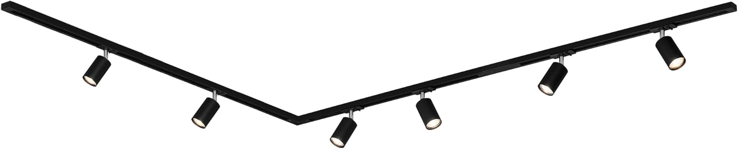 BRILONER - Schienensystem Rail Komplettset, 6x GU10 Spots schwenkbar, L-Form, Lichtschienensystem Decke, Strahler Schiene, Deckenlampe, Deckenleuchte, Spotlight, 3m, Schwarz