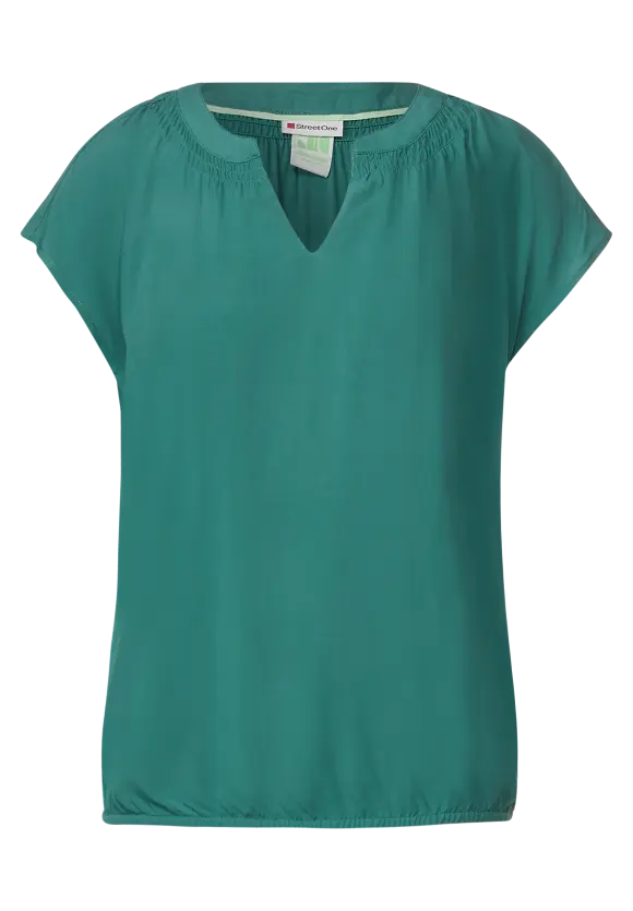 Viskosebluse mit Elastiksaum - lagoon green