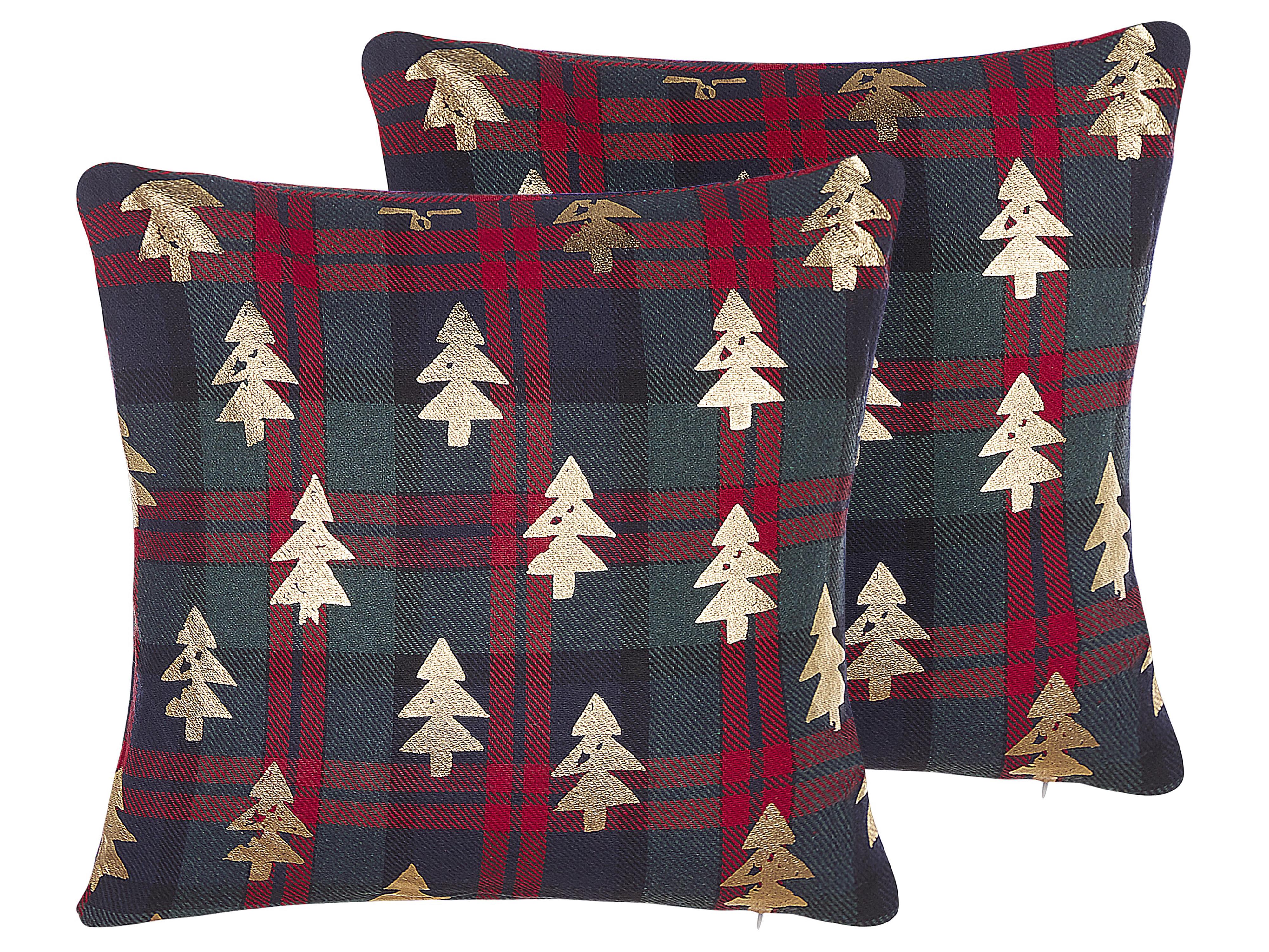 Set van 2 sierkussens CUPID 45 x 45 cm Donkergroen kerstmotief