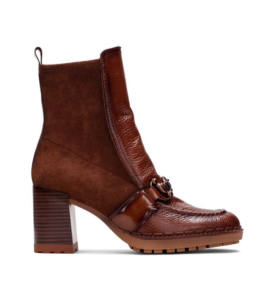Botas de cano curto Hispanitas Michelle em couro marrom - Salto de 7 cm