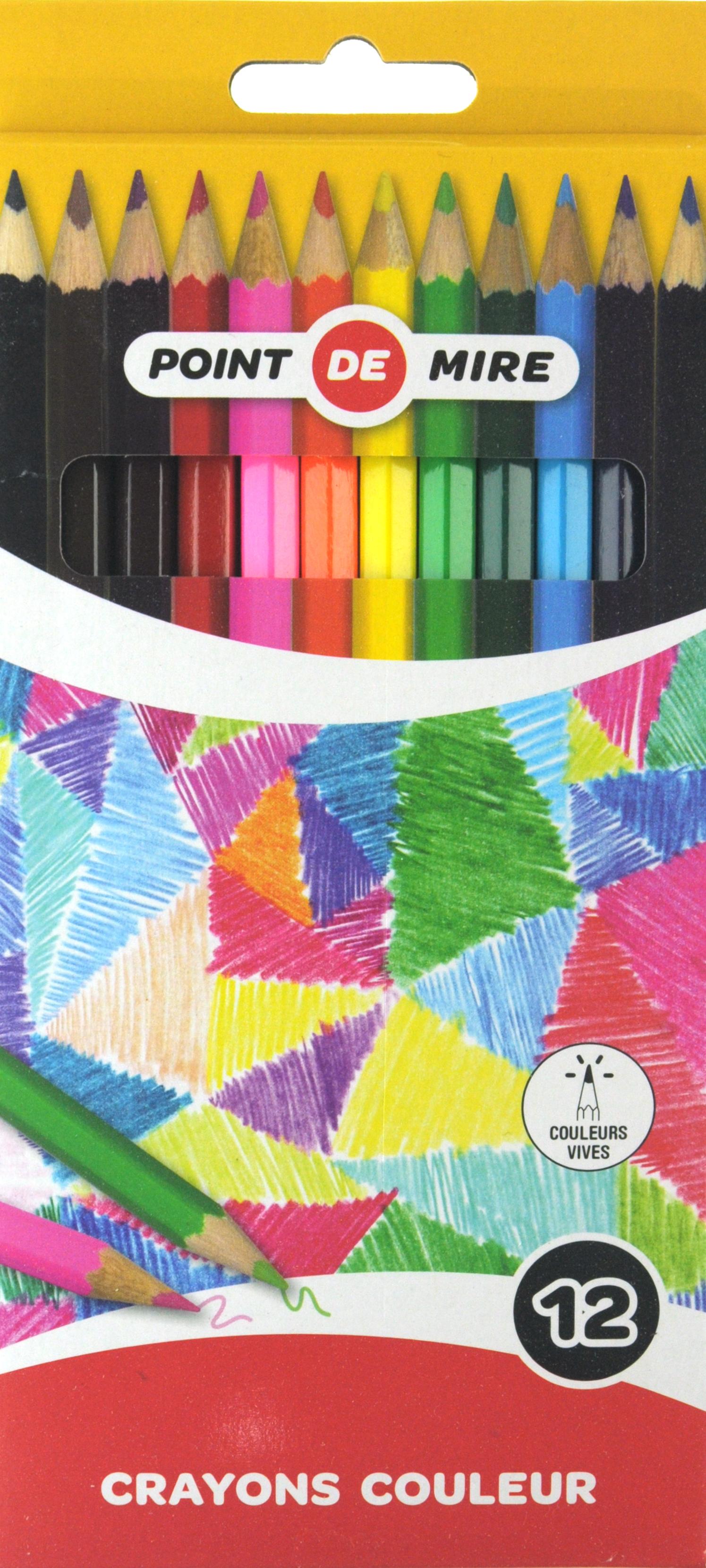 12 CRAYONS DE COULEUR 18CM PP