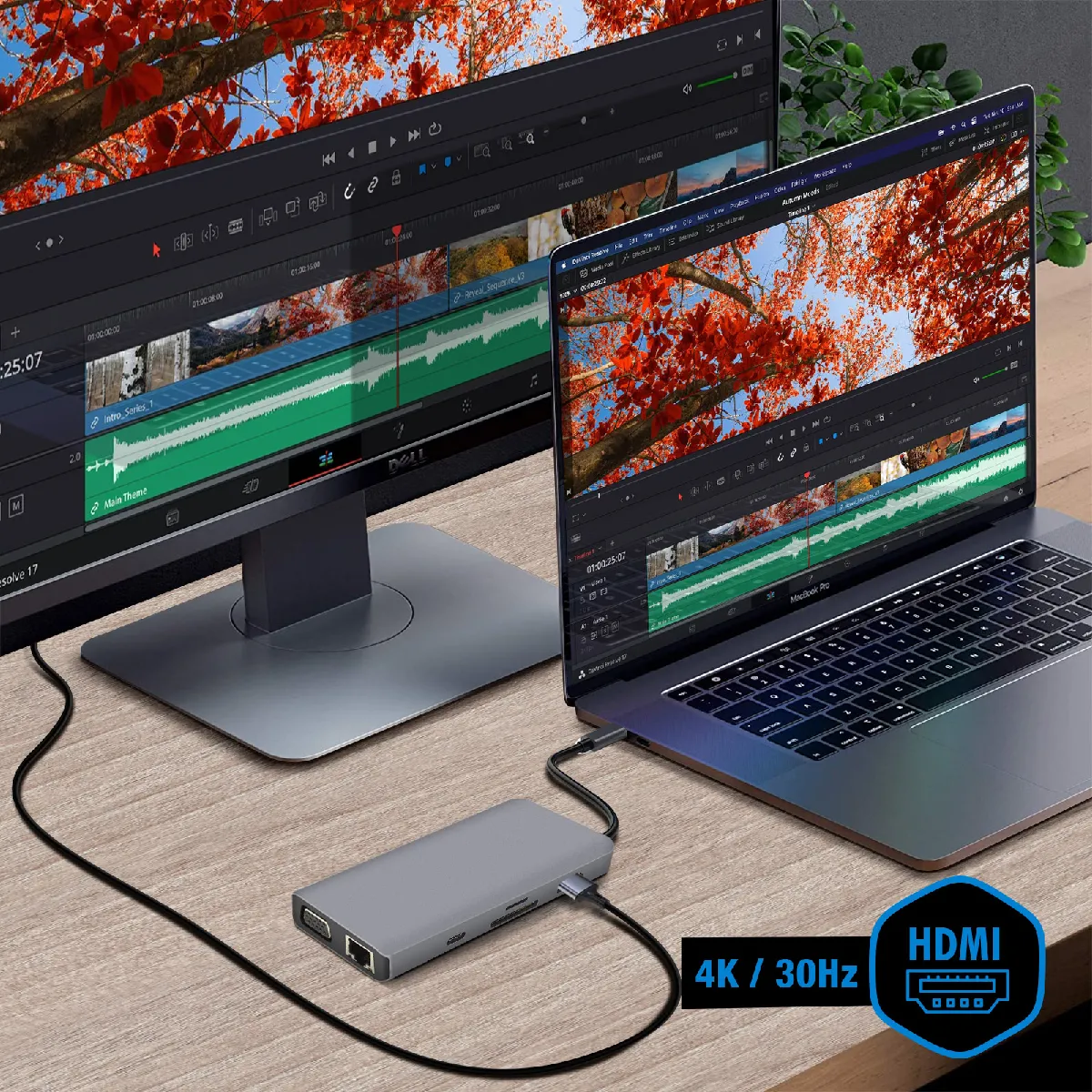 AKASHI USB-C Hub - 9 en 1 Multiports Gris