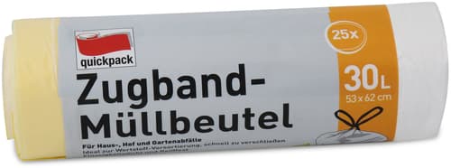 Quickpack Zugbandmüllbeutel weiss 30 ltr.