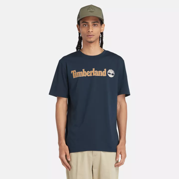 T-shirt à logo linéaire pour homme en bleu marine