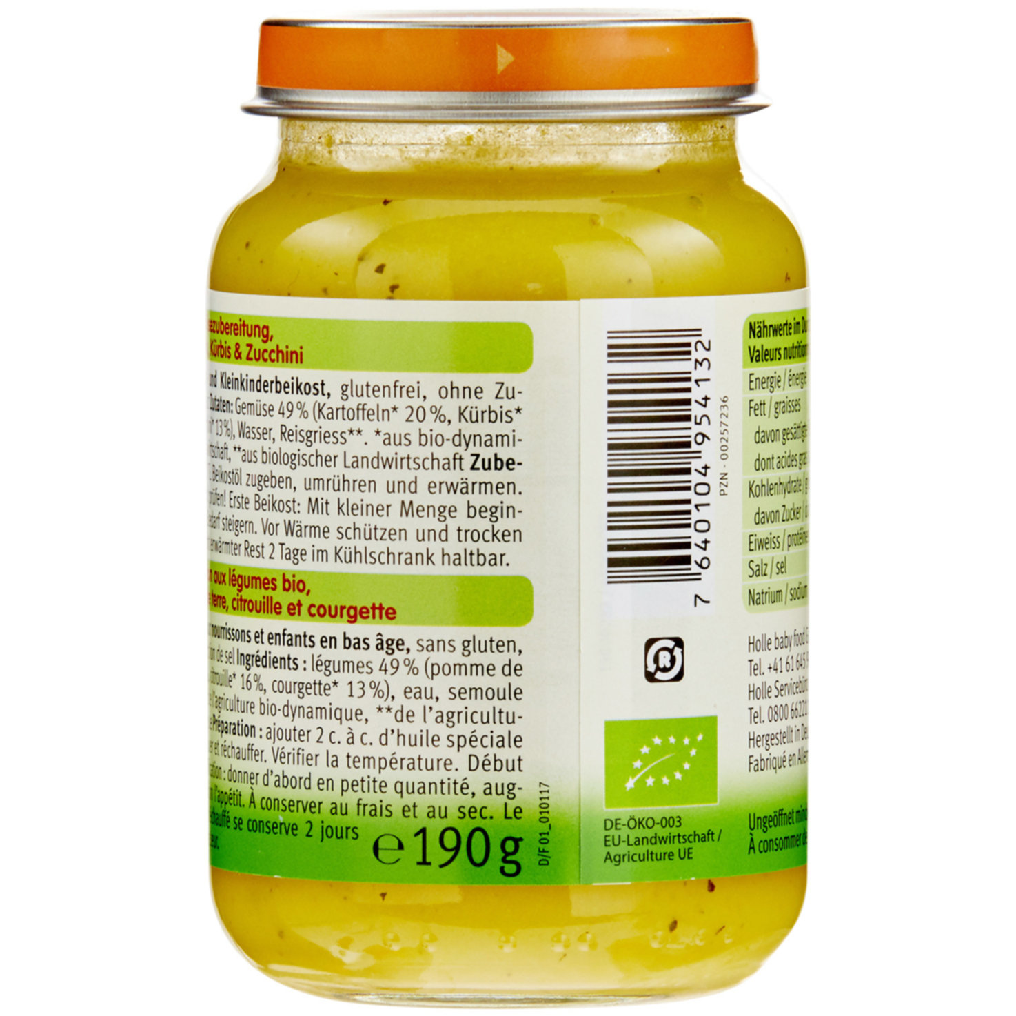Holle Bio Brei Zucchini, Kürbis & Kartoffeln 6+ Monate